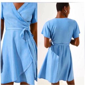 Anne Taylor LOFT Petite Chambray Wrap Dress